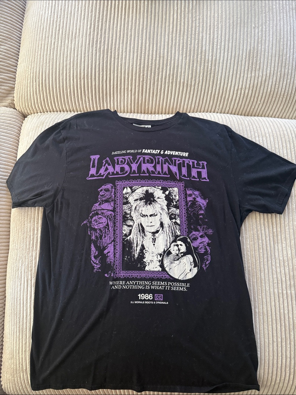 Labyrinth Graphic Tee - Black with Purple Print